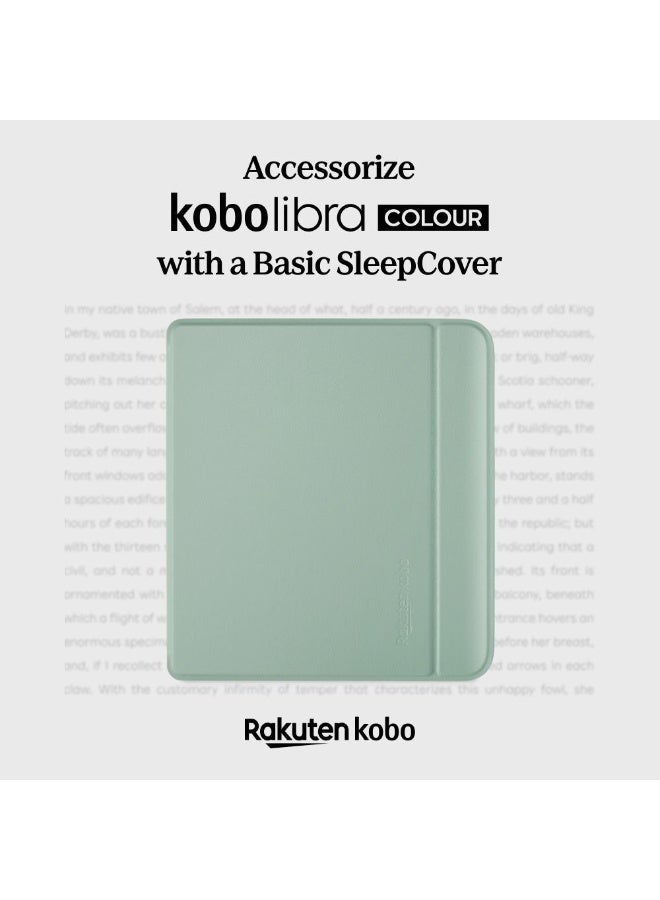 كوبو غلاف Kobo Libra Colour SleepCover | أخضر حدائقي (تصميم أساسي) | تقنية السكون/الاستيقاظ | حامل مدمج ثنائي الاتجاه | جلد نباتي | متوافق مع قارئ الكتب الإلكترونية Kobo Libra Colour مقاس 7 بوصات - Image 3